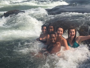 #Zamsibz from left to right - Me, Jazz, Effie, Kalin, & Sara holding on to each other and rocks for dear life!